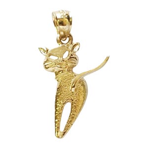 14K Yellow Gold Cat Pendant
