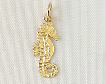 14K Gelbgold Seepferd Anhänger Charm, Nautischen Schmuck