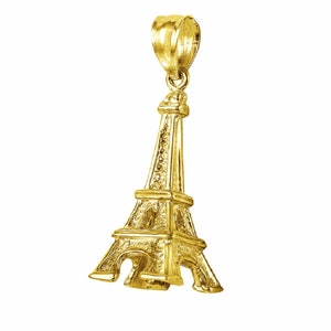14K Yellow Gold EIFFEL TOWER 3D Pendant
