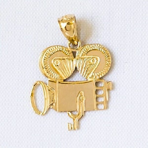 14K Yellow Gold Movie Camera Pendant