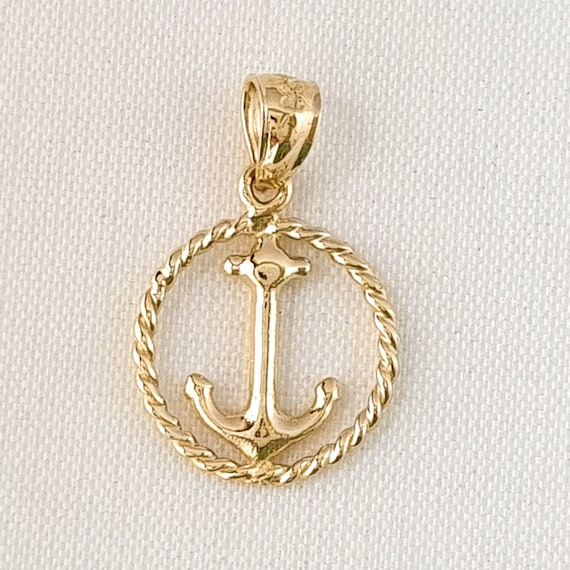 14 Karat Gelbgold Anker Anhänger Mit Seil – 3D Design, 22.8 X 11.5 Mm, 1.3 G, Ohne Kette