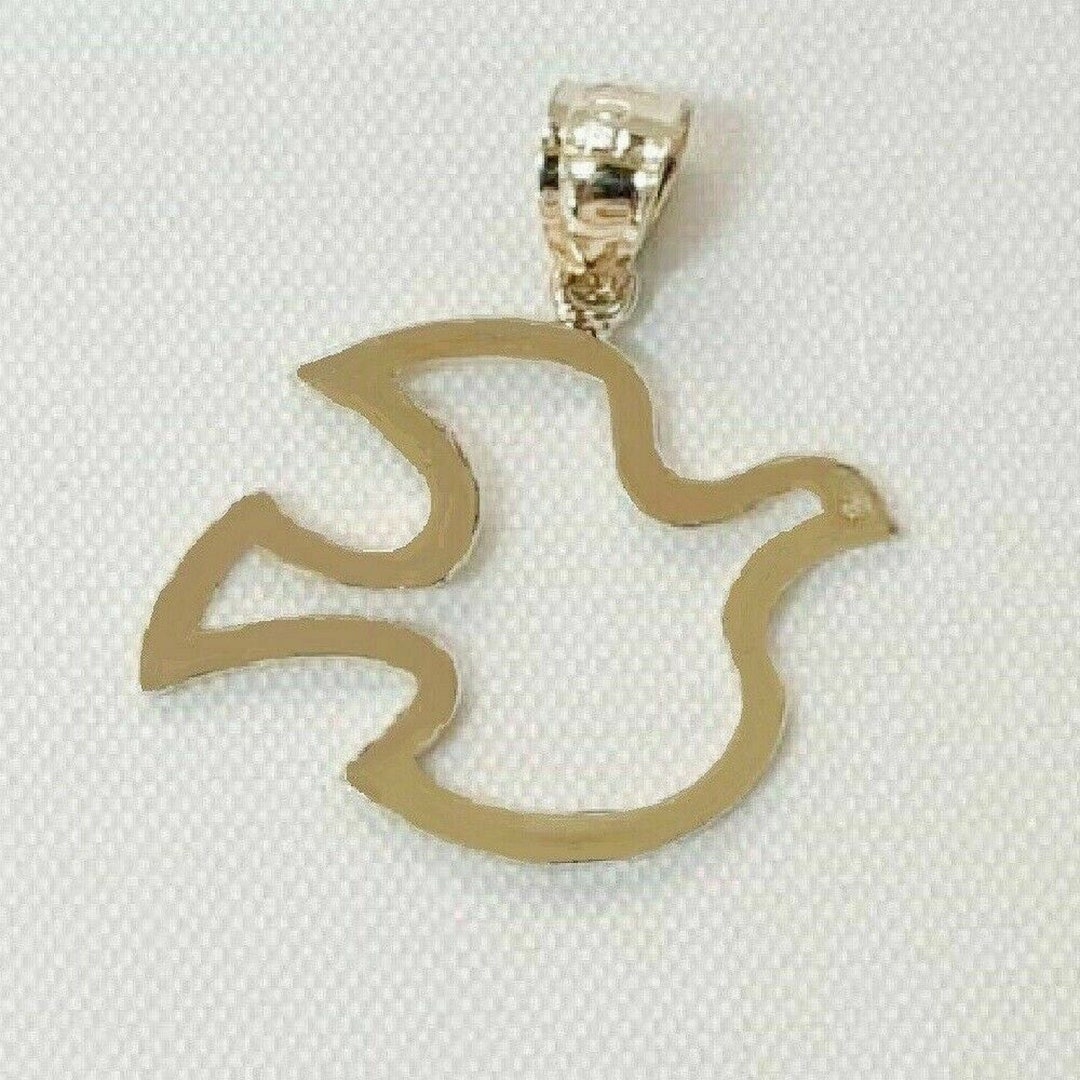 14k Gold Holy Spirit Dove Pendant - Milgrain Detail Small Dove Necklace Pendant (Chain Not Included)