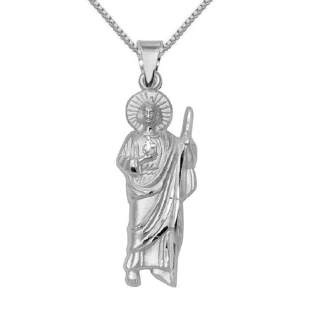 925 Sterling Silver Necklace W/ Saint Jude Pendant Charm - Etsy