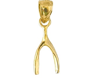 14K Yellow Gold WISHBONE Charm Pendant