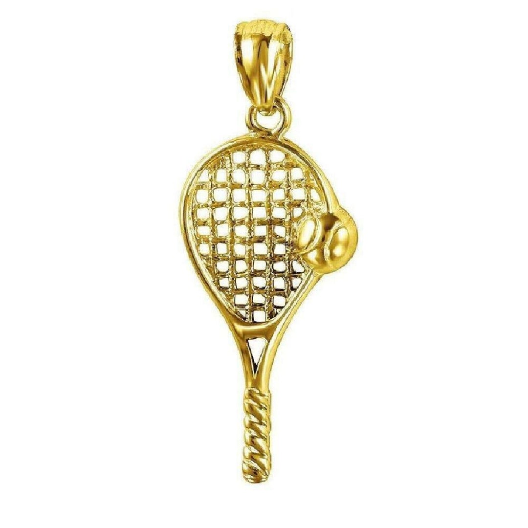 Tennis Racket Gold Icon 14K Yellow Gold Tennis Racket, Racquet W/ Ball Pendant - Etsy