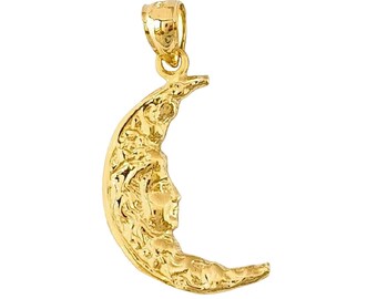 14K Yellow Gold Crescent Moon Pendant