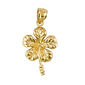 14K Yellow Gold Hawaiian Hibiscus Plumeria Flower Pendant