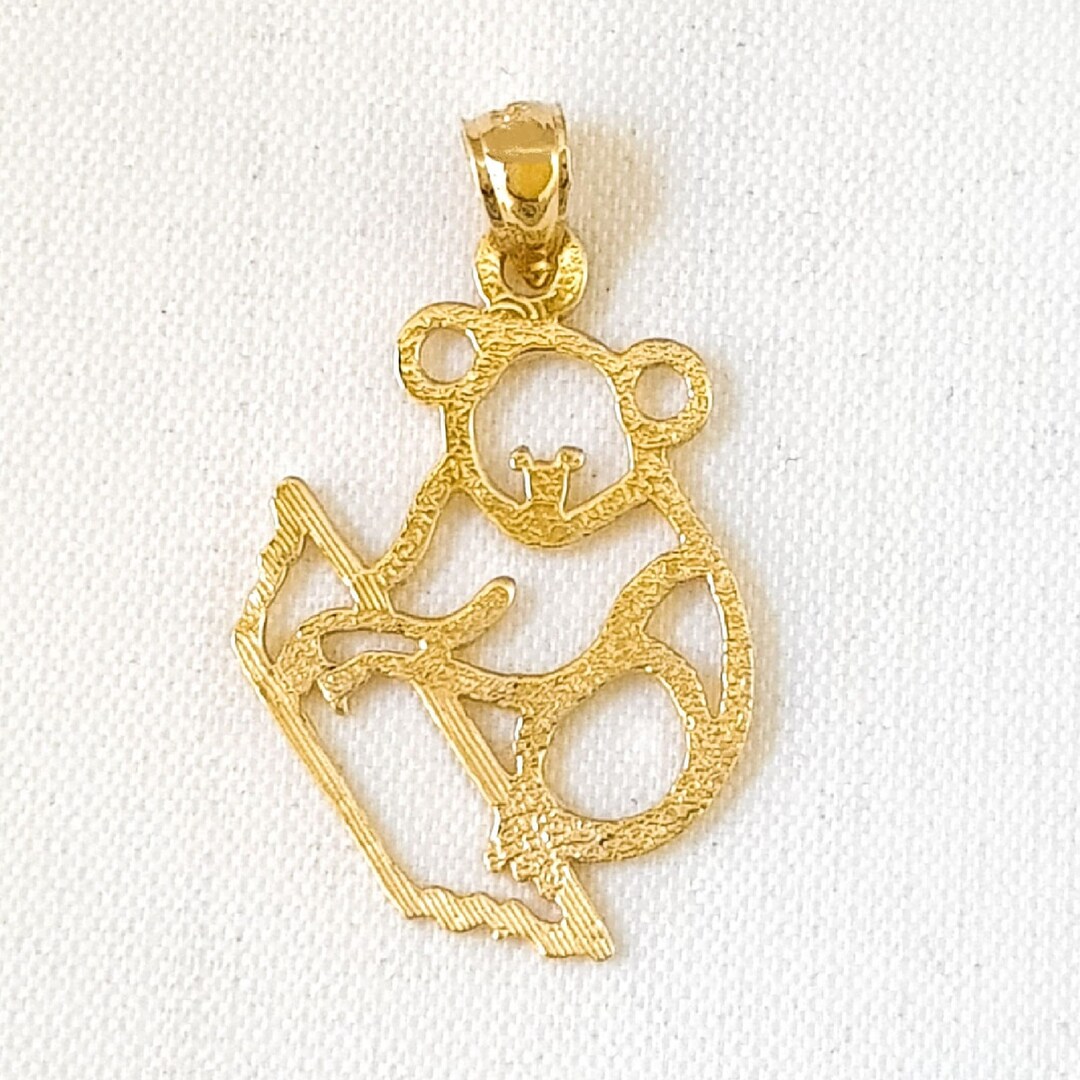 14K Yellow Gold Koala Bear Pendant - Etsy Israel