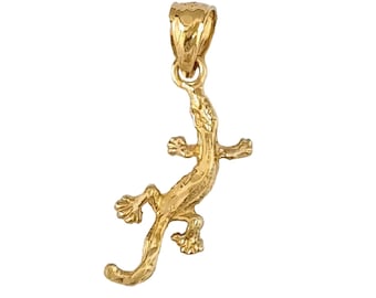 14K Yellow Gold Lizard Pendant Charm
