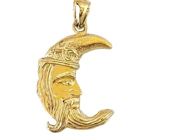 14K Yellow Gold Crescent Moon Pendant