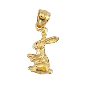 14K Yellow Gold Rabbit 3D (3 Dimensional) Solid Pendant - Etsy