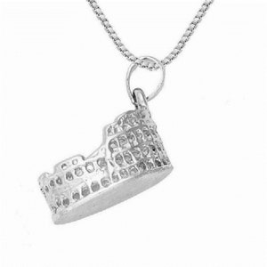 925 Sterling Silver Necklace w/ Rome Colosseum, Coliseum 3D Pendant Charm