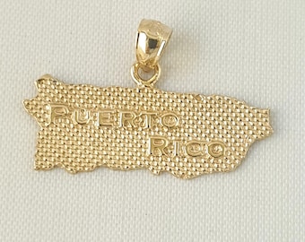 14k Yellow Gold Puerto Rico Island Pendant