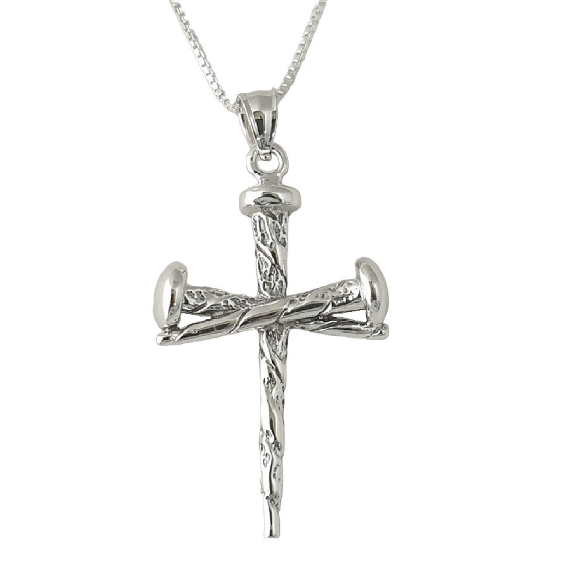 925 Sterling Silver Necklace W/ Nail Cross Crucifixion of Jesus 3D