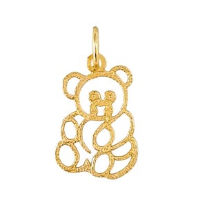 Charm pendentif ours en peluche en or jaune 14 carats