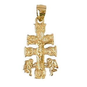 Colgante Cruz de Caravaca en Oro Amarillo de 14 K