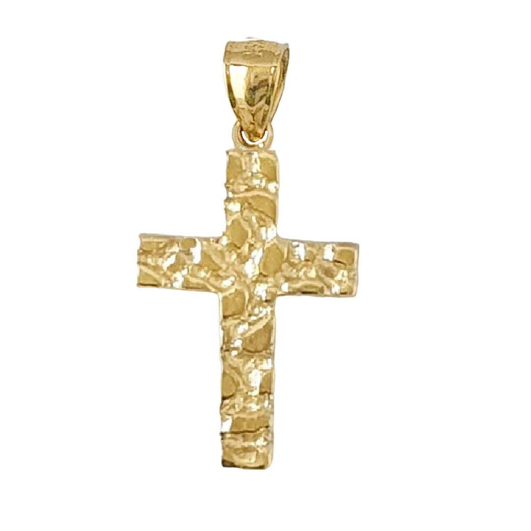 Buy 14K Yellow Gold Nugget Style Cross Pendant | Don Roberto Jewelers