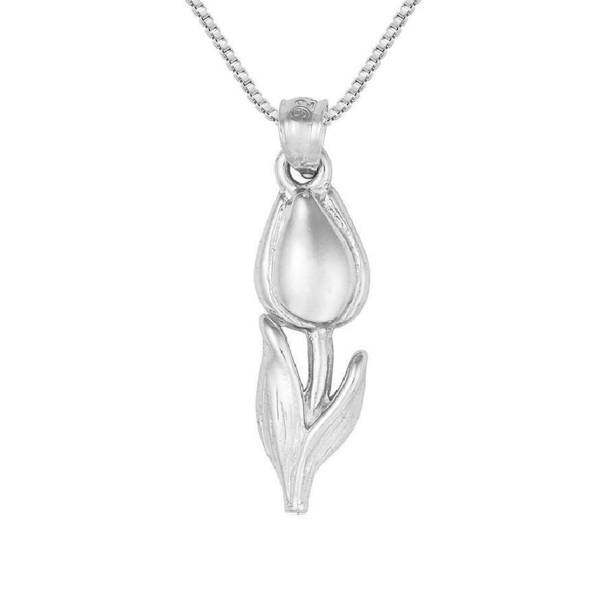 Collana con cuore d'amore Collane in argento sterling con fiori per regali di gioielli da donna e ragazza con tulipano - Italia