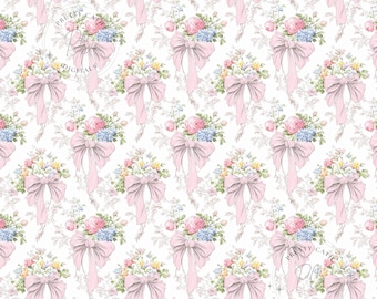 Vintage rose coquette noeud floral chinoiseries toile de jouy modèle sans couture papier numérique pour papier peint tissu scrapbooking chambre d'enfant décor PNG