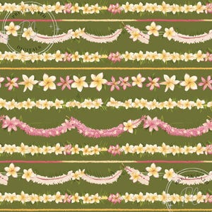 Pink Lei Seamless Pattern: Tropical Hawaiian Floral PNG (Digital Download
