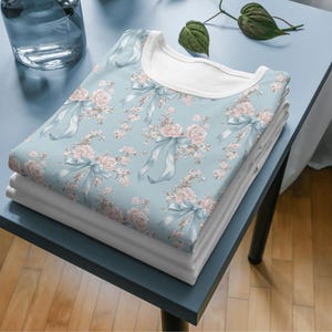 Blue Rose Toile Digital Paper: French Floral Bow Pattern (digital ...