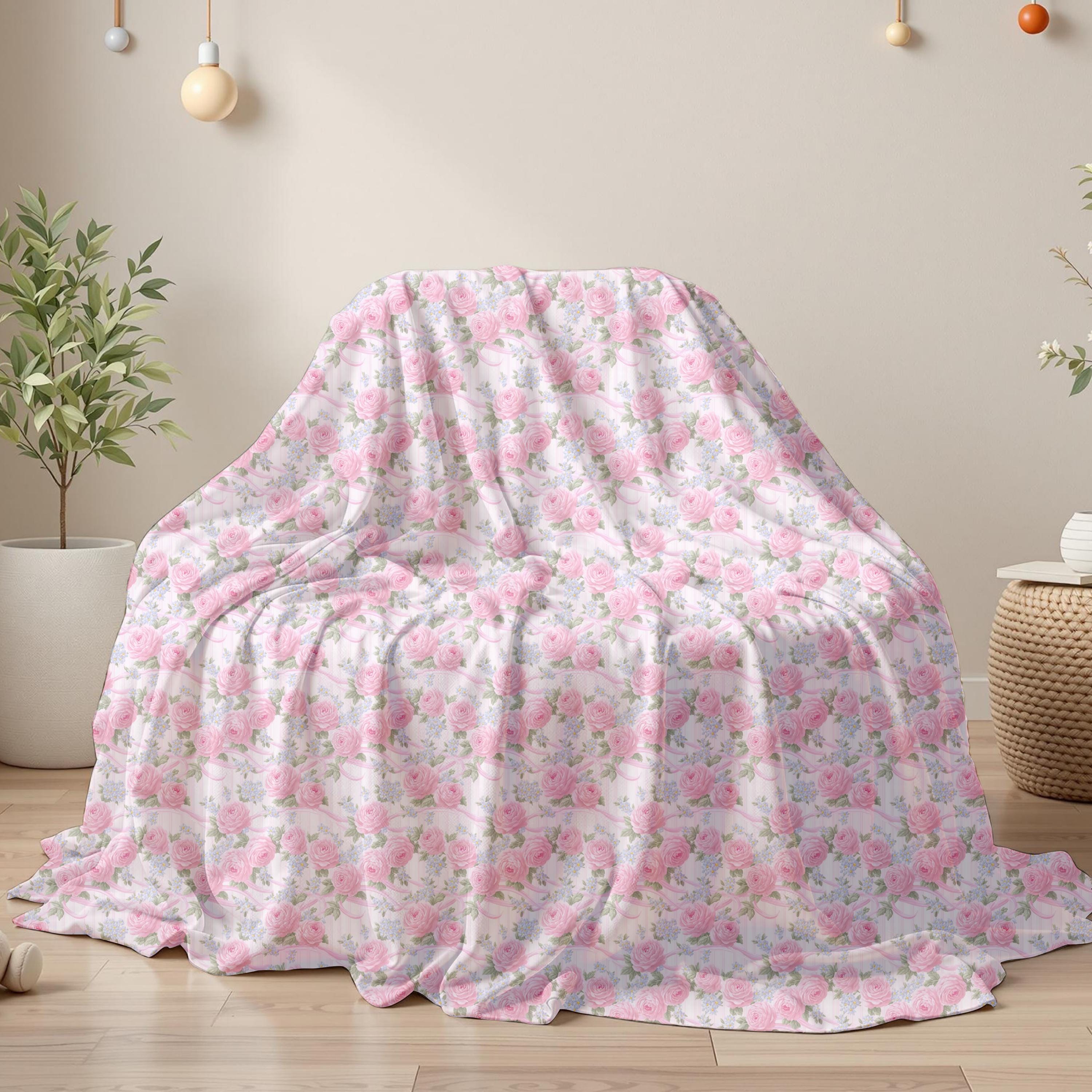 Pink Rose Floral Seamless Pattern Vintage Ribbon Bouquet Shabby Chic ...