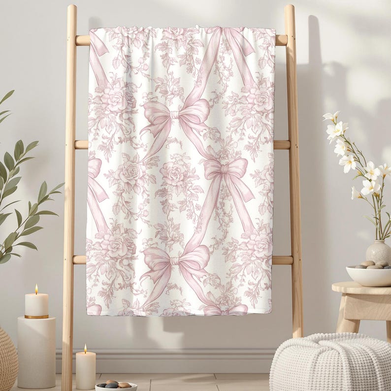 Vintage Pink Toile Ribbon Rose Seamless Floral Pattern Elegant Romantic ...
