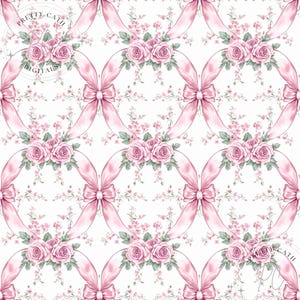 Vintage Chinoserie Pink French Toile Digital Paper Trendy Coquette Bow Seamless PNG Shabby Chic Decor Handrawn Girly Aesthetic Room Designs