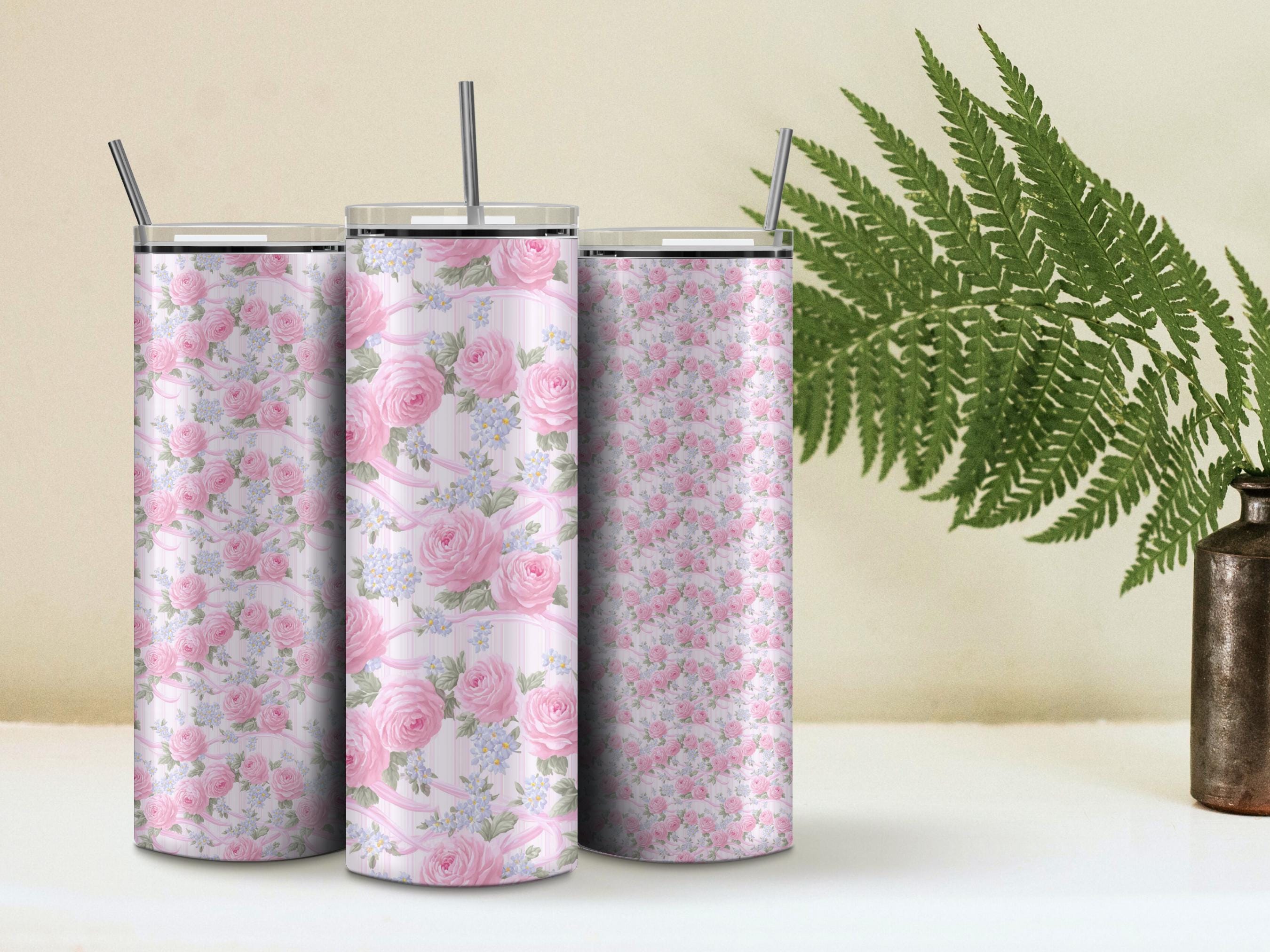 Pink Rose Floral Seamless Pattern Vintage Ribbon Bouquet Shabby Chic ...