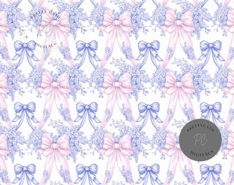 Preppy Wallpaper Seamless Pattern Chinoiserie Seamless Grandmillennial Hydrangea Coquette Love Shack Fancy Blue Flower Print Decor Style Art