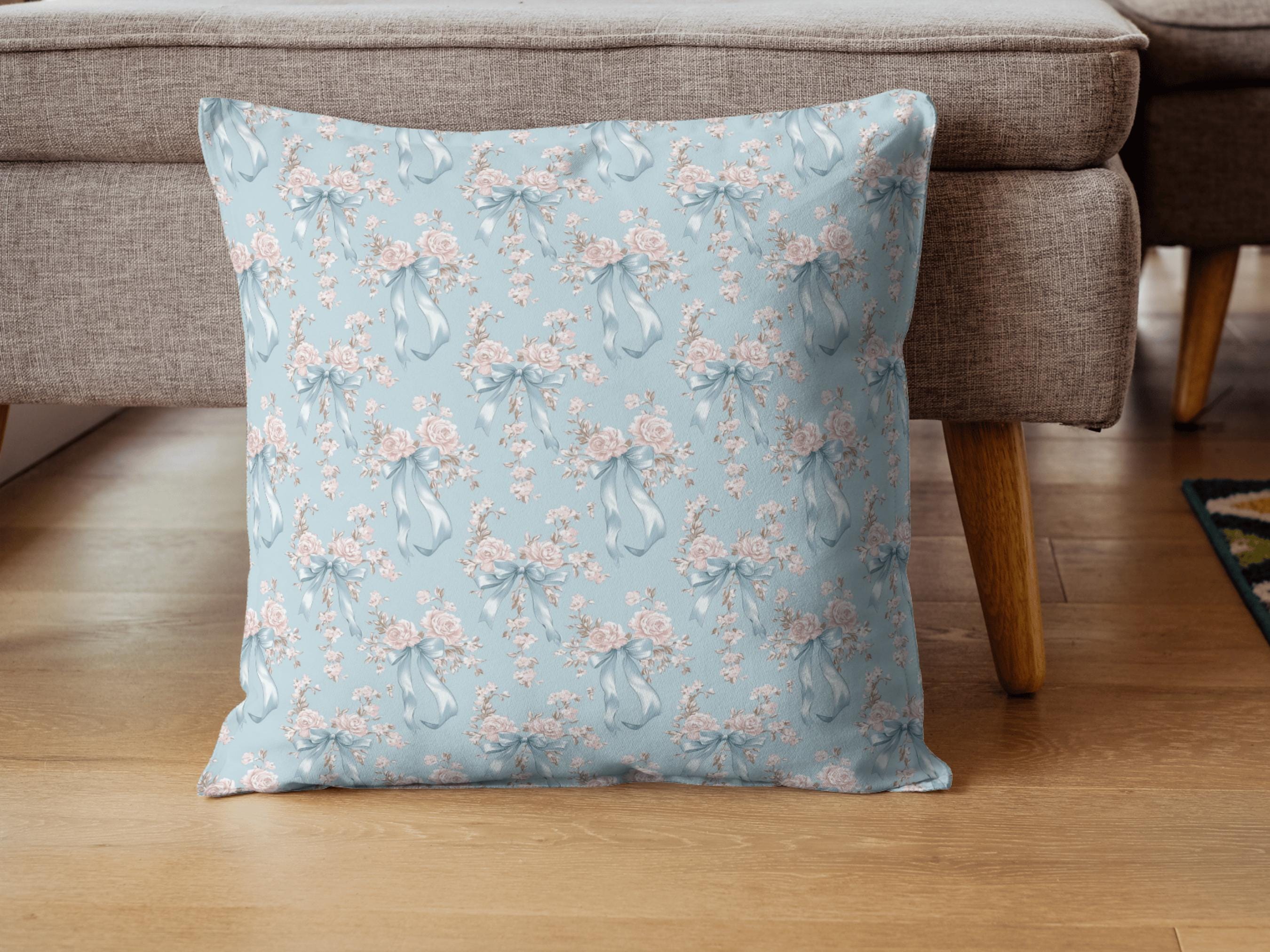 Blue Rose Toile Digital Paper: French Floral Bow Pattern (digital ...