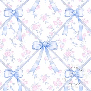 Toile De Jouy Digital Paper Chinoiserie Floral Bow Seamless Pattern Vintage French Wallpaper Romantic Scrapbook Background Fabric Design