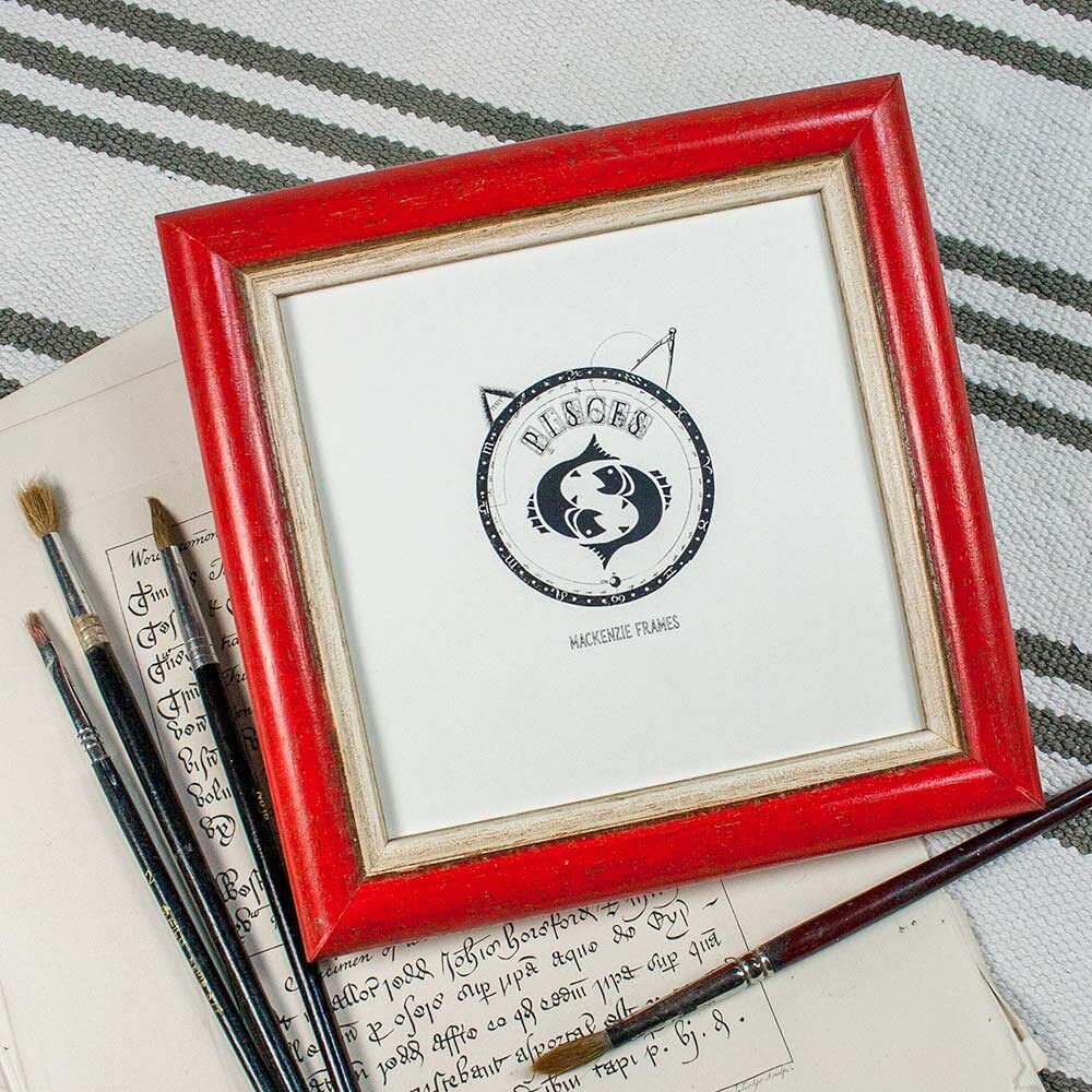 5x5 Pouces Square Simple Cottage-style Rouge/Pale Ochre Photo Cadre de Luxe Qualité Bureau Decadre C