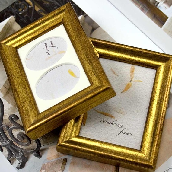 Two Gold Mini Deluxe Photo Frames Aceo And Double Oval Small Two Gold Mini Deluxe Photo Frames Aceo