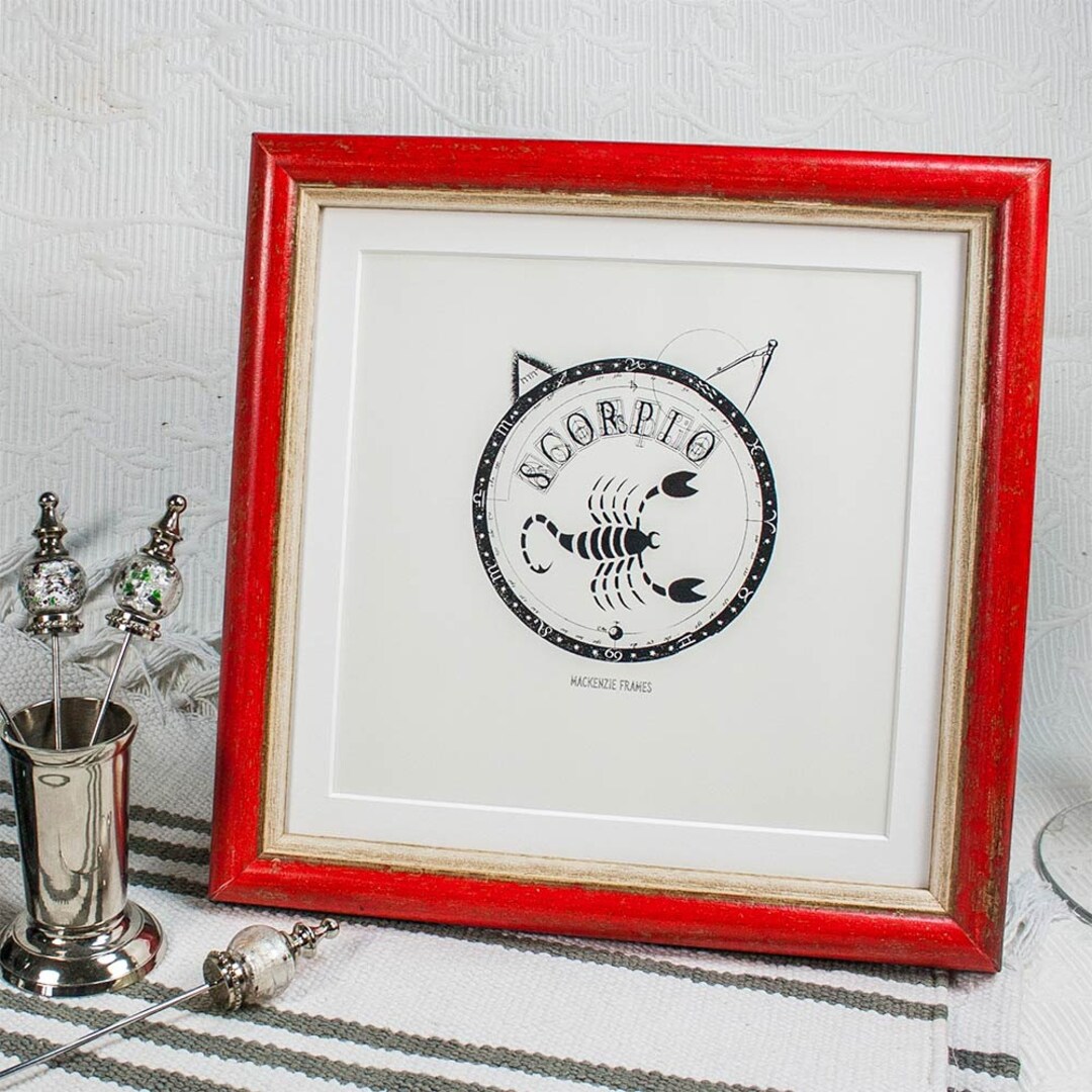 8x8 Inch Square Red Photo Frame/cottage Style/office Desktop/instagram ...