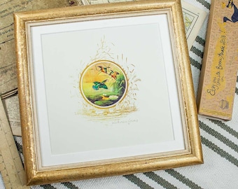 8x8 inch Gold Square Frame Simple Cottage-Style rounded bead profile - gold with pale ochre inner Photo Frame Deluxe Quality