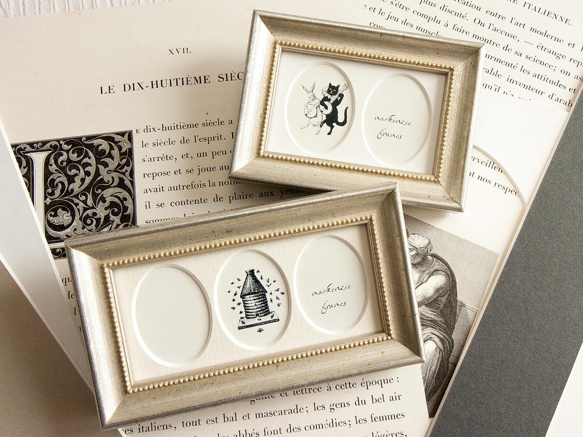 Double ou Triple Mini Oval Deluxe Silver avec Cadre Photo de Style Perle Intérieure/Anniversaire Mar