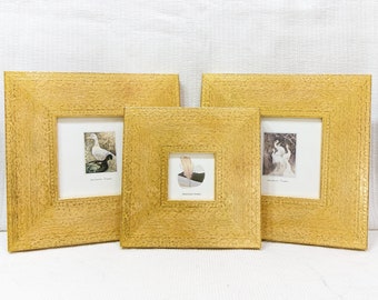5x5 inch Wide Flat Engraved Gold Style Photo Frames, to stand or hang / Suits both colour and B&W artwork / Golden Wedding / Desktop