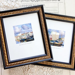 5x6, 6x6 or 5x7 inch Black & Gold Boules Photo Frame/Black and White Photos/Office Desktop