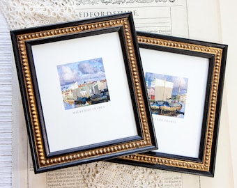 5x6, 6x6 or 5x7 inch Black & Gold Boules Photo Frame/Black and White Photos/Office Desktop