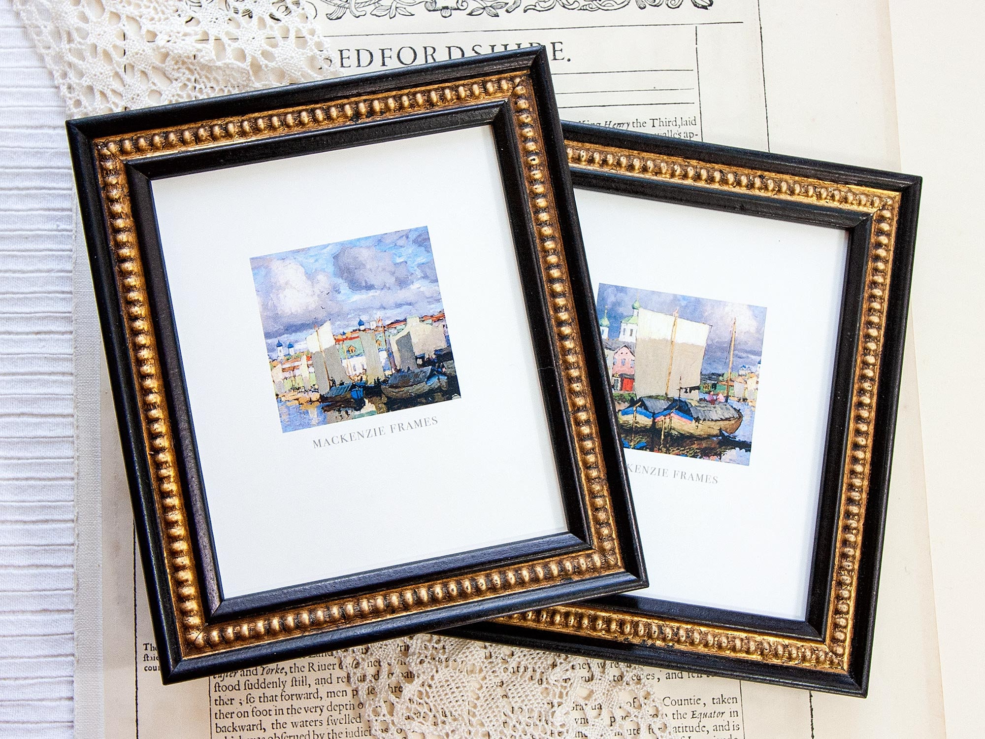 Cadre Photo Boules Noir et Or de 5x6, 6x6 ou 5x7 Pouces Dans Le Style Antique Shabby Cottage/Photos 