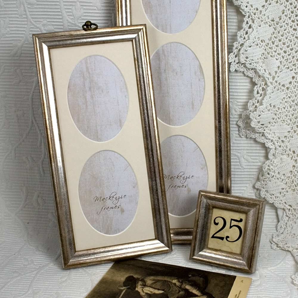 Portefeuille Taille Ovales Pour 2 Photos en Argent Simple Cadre de Luxe avec Anneau Laiton Décor Sus