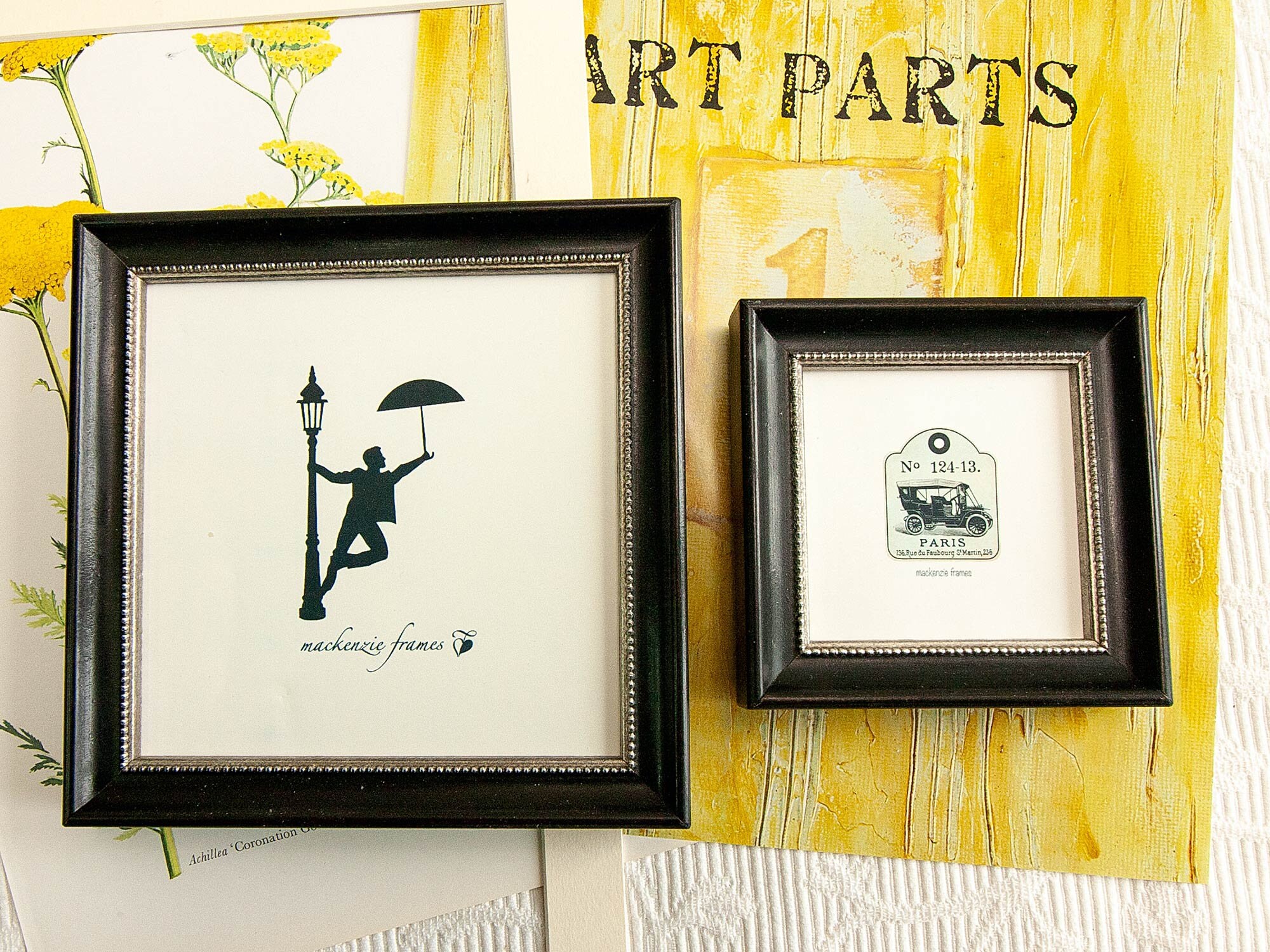 3x3, 4x4 ou 5x5 Pouces Noir Étroit &argent avec Cadre Photo de Perle Intérieure/Photos Famille Burea