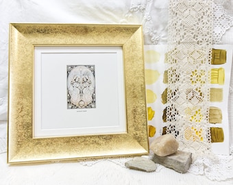 8x8 inch frosted-gold style, smooth, bright, modern Photo Frame with subtle distressing  / Contemporary Home Decor