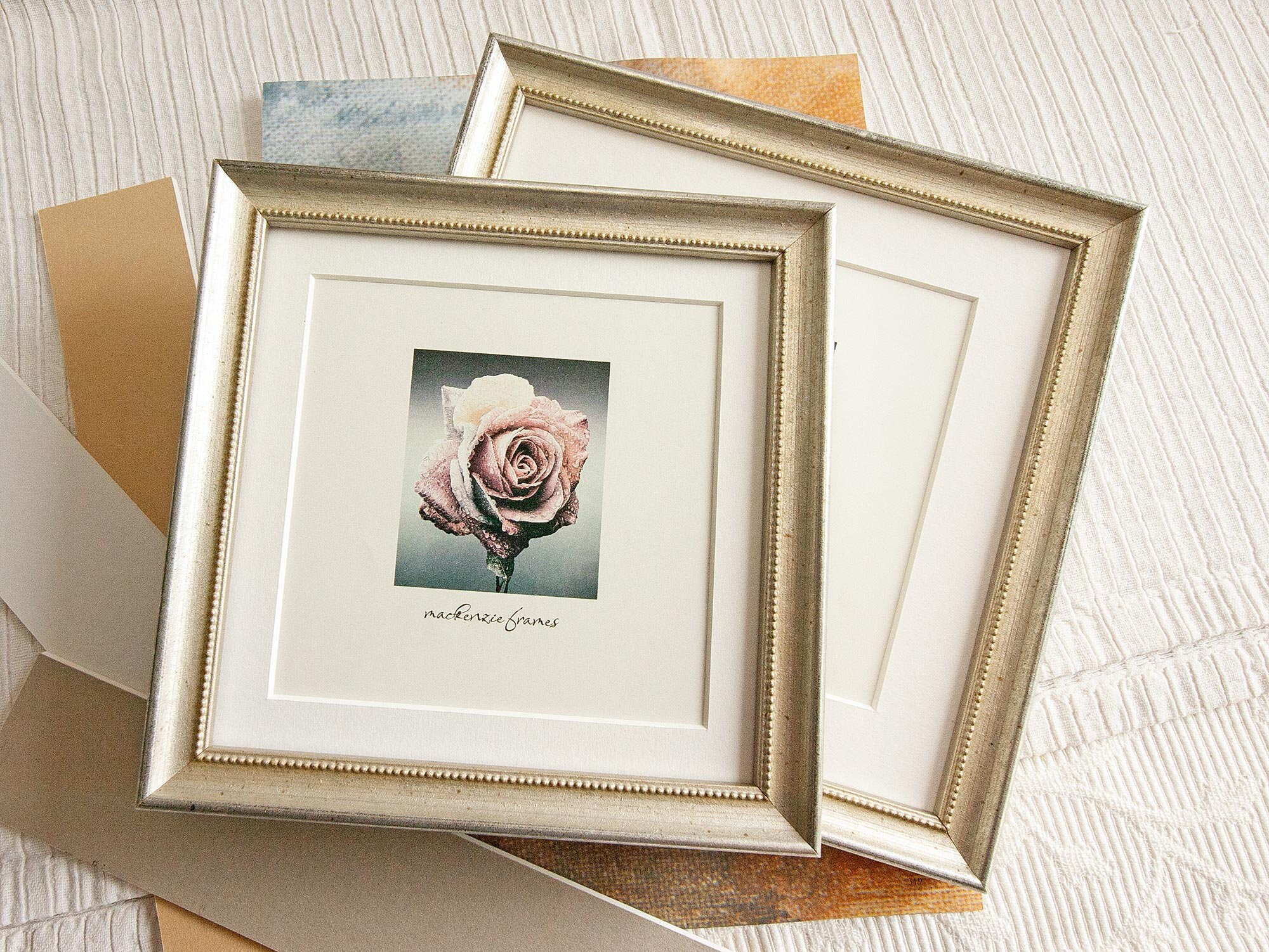 6x6Inch ou 7x7Inch Narrow Silver Deluxe Frame avec Perle Intérieure/Wedding Bureau Photos de Famille