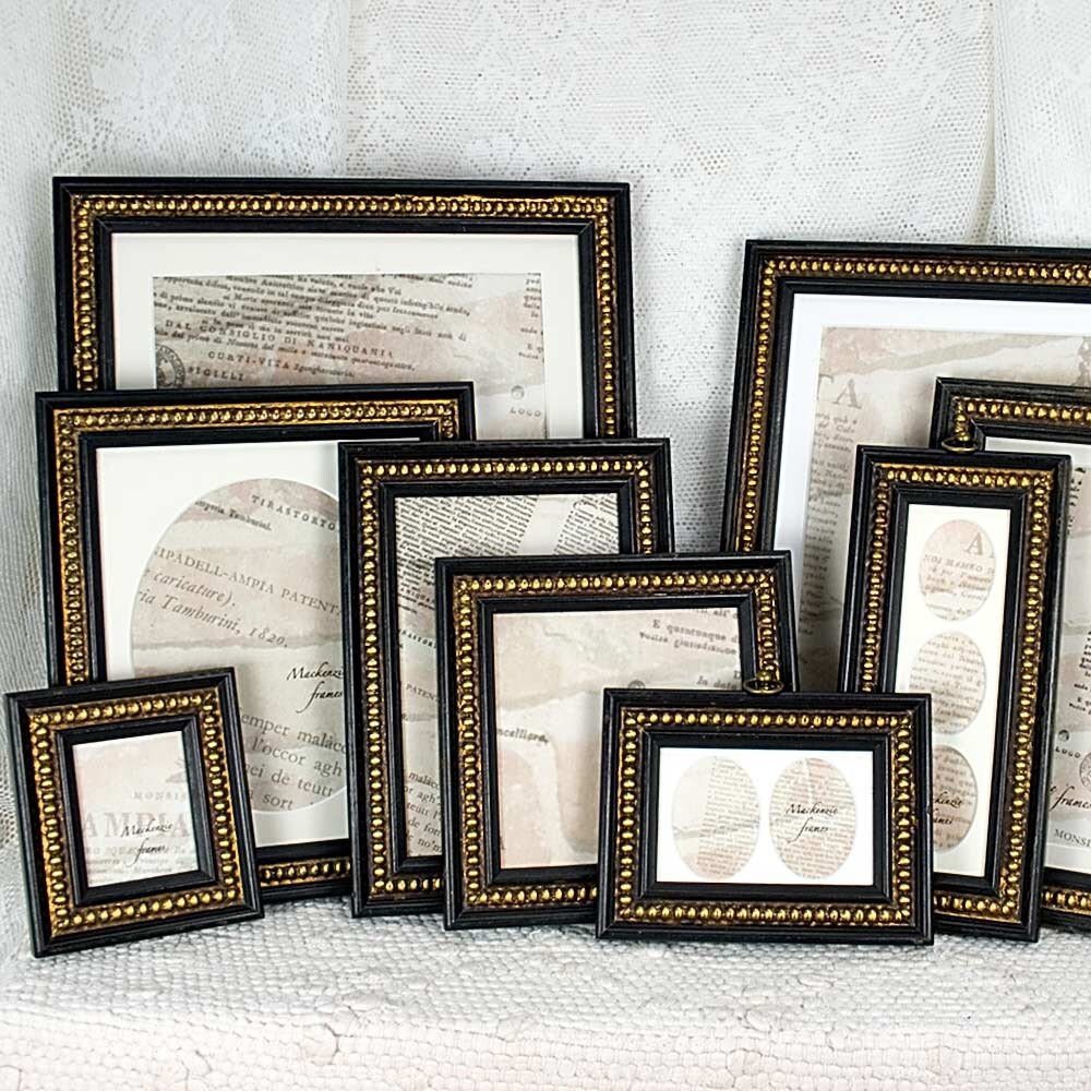 A4 ou 10x12 Pouces Shabby Cottage Black & Gold Boules Cadre Photo Pour Mariage/Portraits Sépia Burea