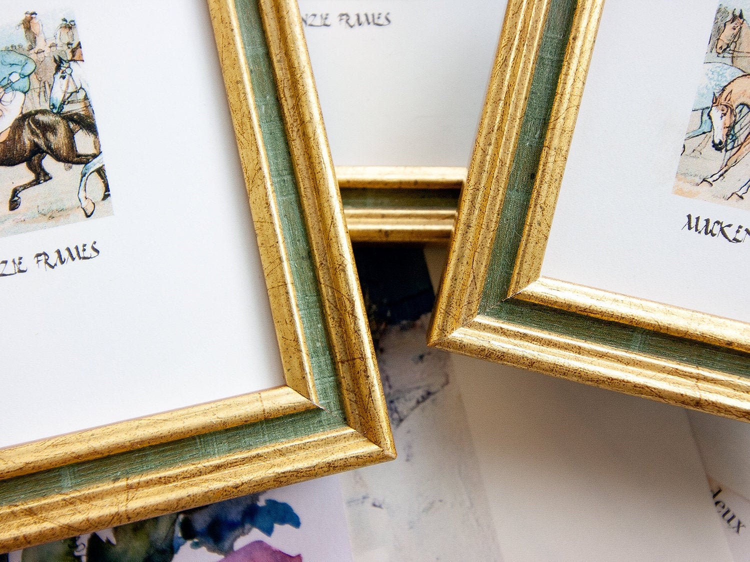 6x6 ou 7x7 Pouces Narrow Gold &olive Green Cadre Photo Pour Mariage/Photos de Famille Bureau Bureau 