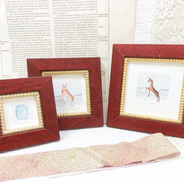 3x3, 4x4 and 5x5 inch 30mm wide flat Bordo-red with inner gold boule slip Photo Frame Deluxe Quality/Office Desktop Frame/Bridesmaids Gift