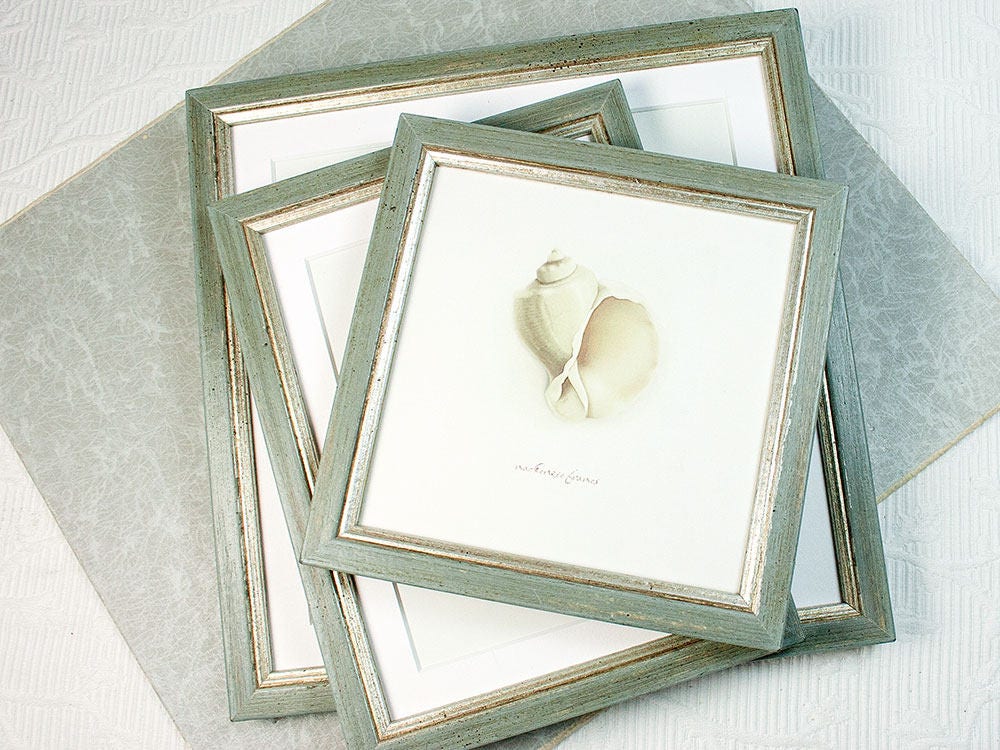 4x4 Pouces en Détresse Gris-Vert Pâle et Argent Cadre Carré Instagram Format Anniversaire Cadeau Bur