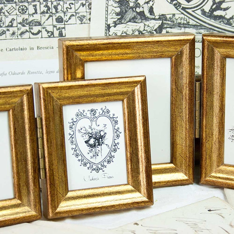 Two Mini Hinged Double Deluxe Gold Photo Frames Weddings 50th Etsy